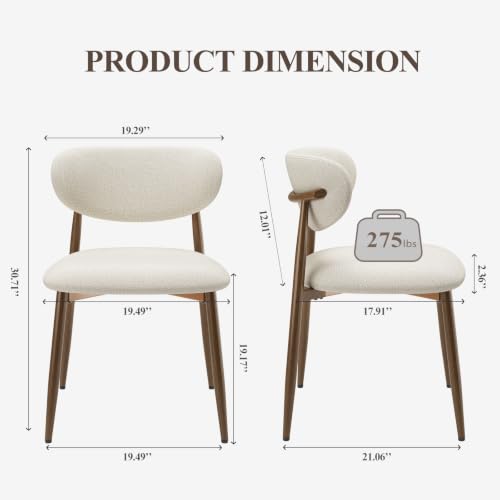Image of MALOL Upholstered Curved Back Dining Chairs Set of 2, Beige