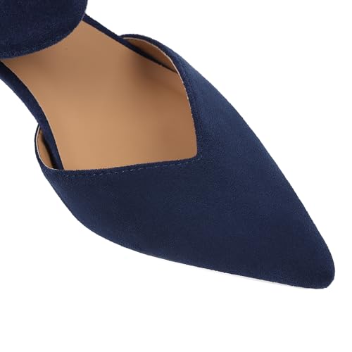 Image of Pointed Toe Low Kitten Heels Women Ankle Strap Slip on Pumps | Closed Toe, 2.2 Inch short heels,Synthetic Upper /Suede,Bridal Dress Shoes - 8 Colors, Wedding, Party and Formal Events