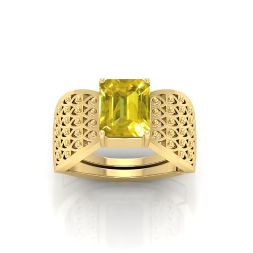 Bague saphir jaune saphir véritable AA++ de qualité supérieure et ajustable