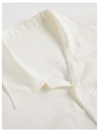 SHENHE Men's Casual Button Down Shirt Long Sleeve Loose Fit Solid Going Out Shirt with Pockets3