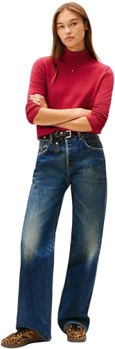 Tommy Jeans Damen Pullover Essential mit Rollkragen, Rot (Ruby Rhubarb), XXS – Ansicht 4