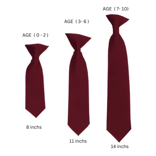 Solid Maroon Boy's 14" Clip On Tie Age 7 to 10 Years Old2