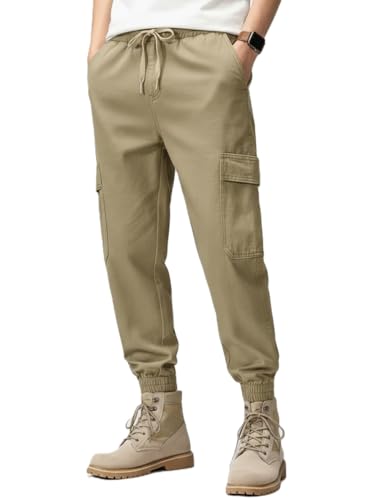 Image of Leriya Fashion Men's Cargo Pants | 6 Pocket Cotton Cargo Joggers for Men | Loose Fit Stylish Pant with Pockets | Casual Baggy Trousers & Streetwear Lower