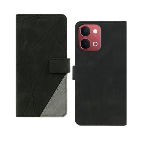 Image of amazon basics Vivo Y51 Pro 5G Flip Cover | Card Pockets Wallet & Stand | Flip Cover for Vivo Y51 Pro 5G (Black with Grey)
