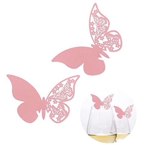 iKesoce Marque-places de papillon marque-place de fête de mariage marque-place marque-place bonbonnière pour mariage, anniversaire, naissance, fête, rose