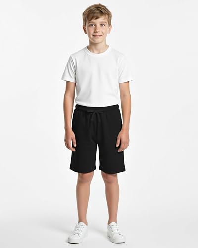 Real Essentials 3 Pack: Boys Fleece Lounge Shorts – Soft Pull-On Gym, School, Sleep & Active Sports Shorts for Kids4