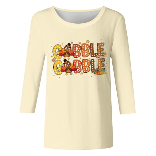 Womens Thanksgiving Shirts 3/4 Sleeve Tops Crew Neck Graphic Tee - image 4