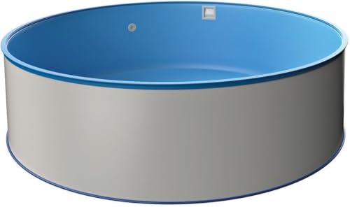 Runder Stahlwandpool-Set Ø 4,00 x 1,20 m, Stahlwand 0,6 mm, inkl. Bodenschienen & Handlauf, Einbauskimmer-Set, Innenhülle 0,6 mm in Blau, Made in Europe