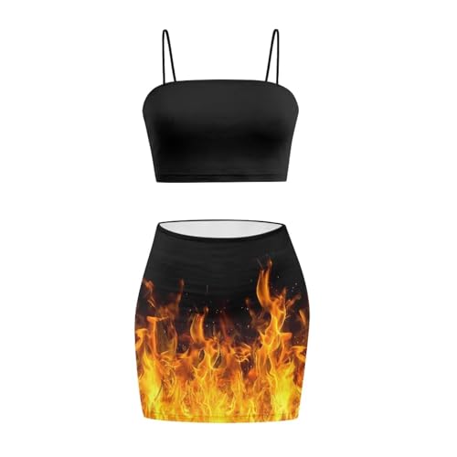 Image of 2025 Sexy Spaghetti Strap Crop Tops and Bodycon Skirt Casual 2 Piece Set S-4XL