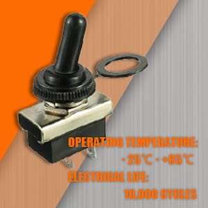 HUAREW KN3(D)-101 Metal Toggle Switch On/Off 12V 25A 2 Position 2 Pin Waterproof with Rubber Cover (2 Pcs) - Image 4