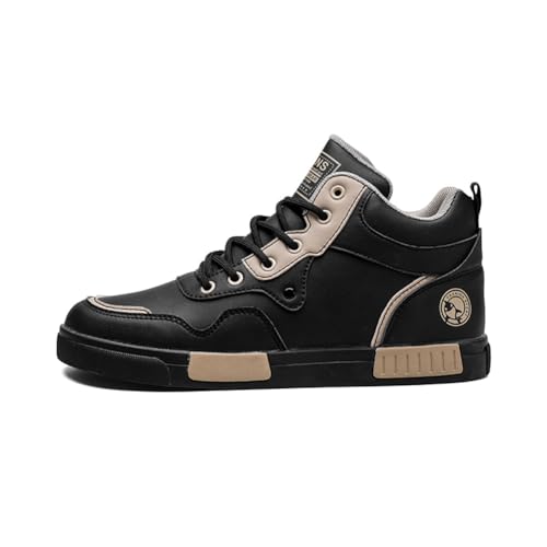 YAXE Men's Casual PU High Top Lace Up Skateboarding Shoes Sports Sneakers2