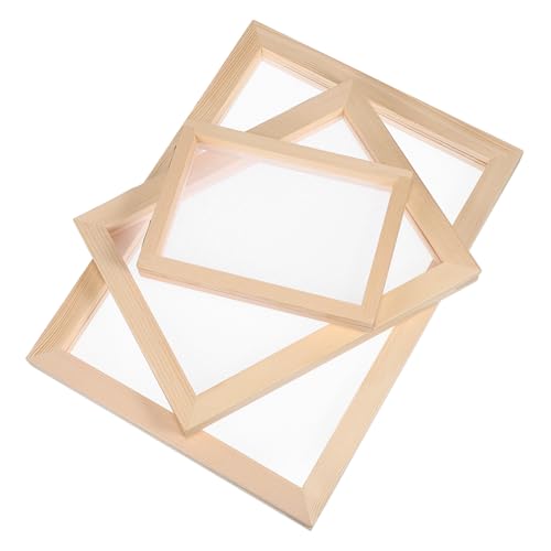 Beatifufu 3 Pcs Paper Making Screens Paper Making Frames Wooden DIY Frame Printing