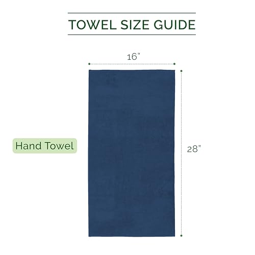 Image of Elegant Comfort Three Line Popcorn Towel Set for Bathroom 16 x 28 inches, Premium Hotel Quality 4-Pack Hand Towels, 100% Turkish Cotton, Soft and Durable, Quick Dry and Highly Absorbent, Navy Blue