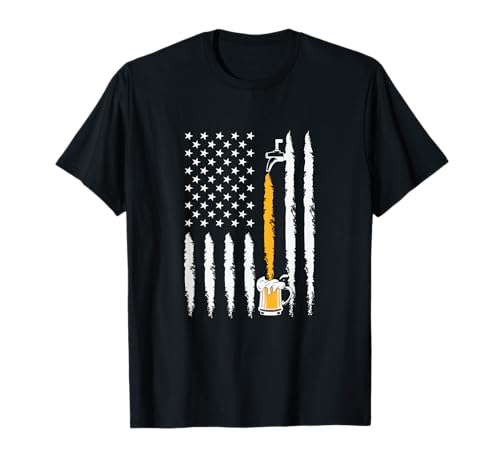 Cerveza Artesanal Bandera Americana Verter Cerveza Stein Patriótico Camiseta