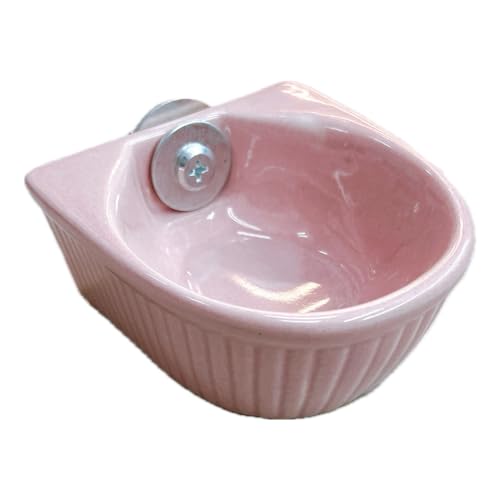 fuu 小動物用 陶器のえさ水入れ 金具付き Lサイズ 11×10.5×5cm 食器 ごはん入れ 水入れ えさ皿 固定具付き ...