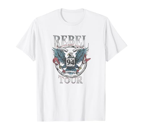 Trendy Rebel Tour Vintage Guitar And Eagle Logo Camiseta
