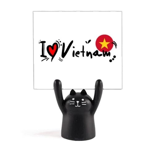 Support mémo drapeau Vietnam cœur finition soignée et illustration chat noir premium
