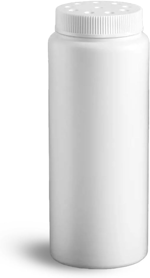 24 Count Empty Powder Bottles with Sifter Caps, 6 Ounce White HDPE Cosmetic Powder Bottles with Sifters by SKS Bottle & Packaging, for Body Powders, Powdered Cosmetics, Craft Supplies, Cleaners