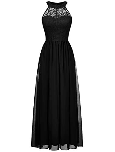 Wedtrend Halter Floral Lace Long Chiffon Bridesmaid Cocktail Party Dress