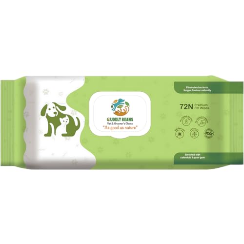 Cuddly Beans Antibacterial Pet Wipes XL, Cleaning & Odor-Controlling Grooming Wipes for Paws, Body, Butt, Eyes, Ear for All Age Dog & Cat| FDA Approved, Suitable for Puppies & Kittens, (PO1) 72N