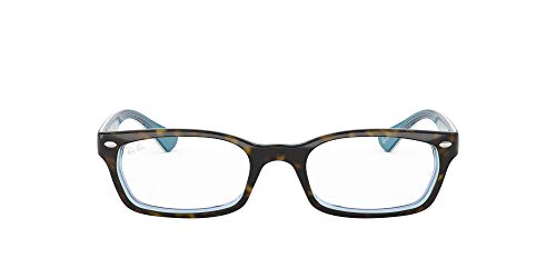 Ray-Ban RX5150 Rectangular Prescription Eyeglass Frames, Top Havana On Tr Azure Demo Lens, 50 mm