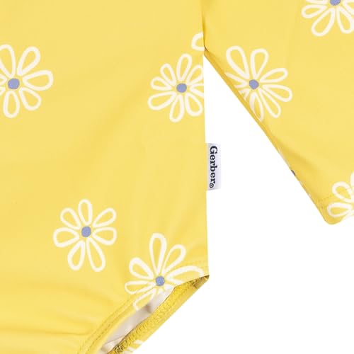Image of Gerber Baby Girls' Toddler Long Sleeve One Piece Rashguard Swimsuit