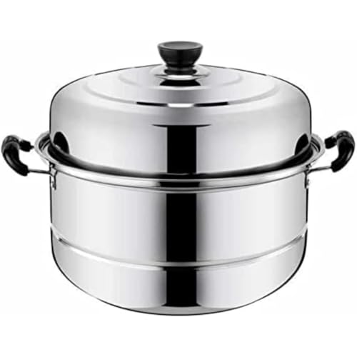 Dearolling 蒸し器 早餐 包子 ??「3層底」 二段 三段 蒸し器 ステンレス鋼鍋蓋 IH対応 各種熱源対応 2段 32cm (28cm,2段)