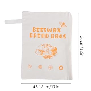 2PCS Beeswax Bread Bags, Reusable Bread Bags for Homemade Bread, Extra Large Cotton Linen Bread Storage Bag with Natural Beeswax Lining for Sourdough & Artisan Loaves, Bakery Essentials (A)