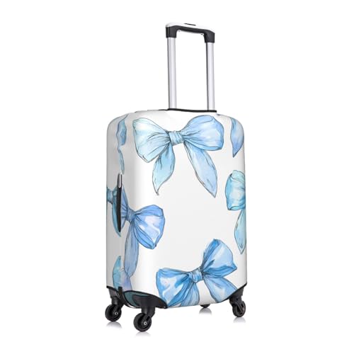 Blue Bow Elastic Travel Luggage Cover, Washable Spandex Suitcase Protector, Anti-Scratch Fits 18-32 Inch3