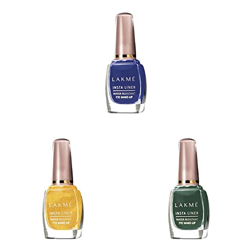 Image of LAKME Insta Eye Liner Set - Blue, Golden, Green 9 Ml Each - Shimmery Finish Gel