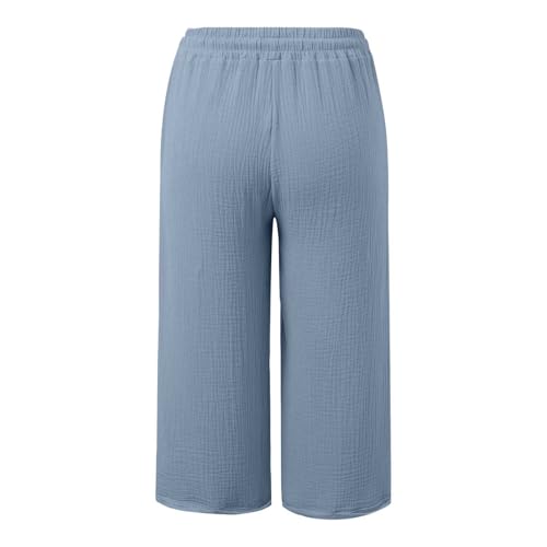 Pantalones de lino de playa para mujer capri ligero de muselina de ocio 6