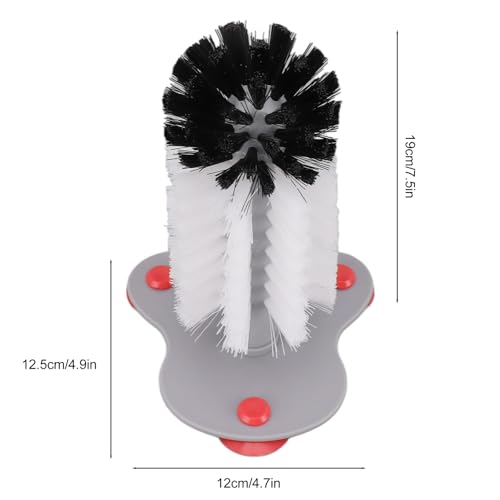 Image of Bottle Cleaning Brush Glass Cup Washer,Plastic Single Glass Brush with Suction Cup for Beer Cup Long Leg Cup Red Wine Glass and Kitchen Sink Home Tools Grey