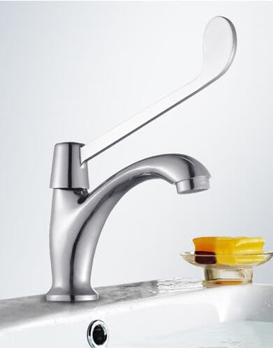Robinet de bassin d'hôpital avec poignée médicale longue en laiton chromé