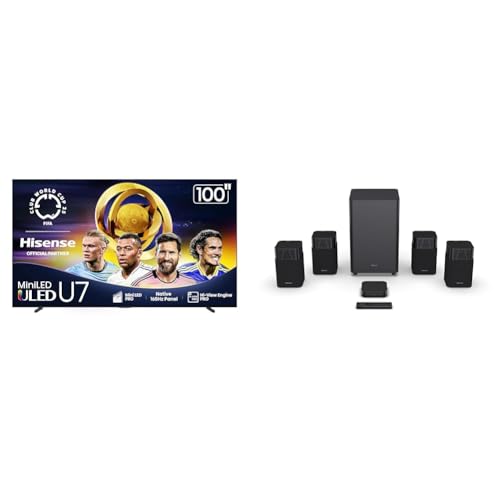Image of Hisense 100U75QG Mini-LED 4K UHD Smart Google TV HT Saturn 4.1.2Ch Sound Bar with Wireless Subwoofer
