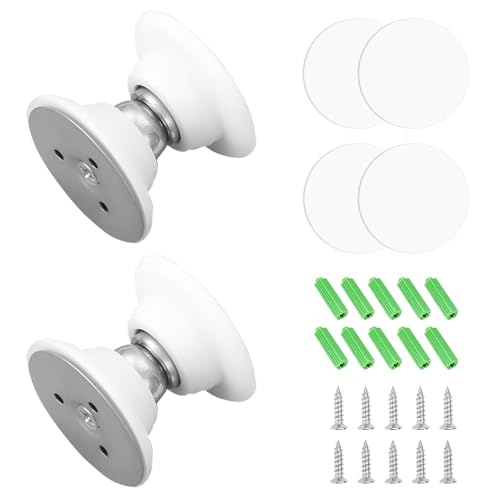 2 Pezzi Fermaporta Magnetico, Colore Bianco Fermaporta, Perforato/Non Perforato Fermaporta da Muro, Punta Tonda Ferma Porta, Acciai Inossidabili Ferma Persiane Magnetico (1)