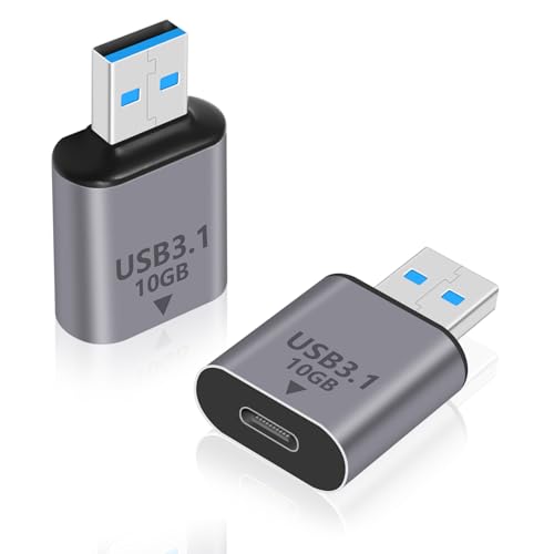 Duttek Adaptateurs USB C vers USB A 10Gbps, Adaptateur Type C Femelle vers A Mâle OTG Charge Rapide pour iPhone, MacBook, PC, Ordinateur Portable (2 Pack)
