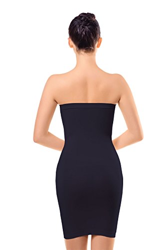 MD Women's Strapless Full Body Slip Shaper Seamless Smoother Tube Slip Under Dresses,Black,Small - Thumbnail 3