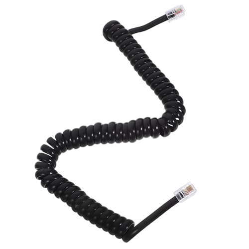 LOLIPPYY Cordon Téléphonique Spiralé Noir 2 M Prises Rj9 Universelles Câble Extensible en PVC pour Combiné Téléphone Fixe Compatible Maison et Bureau Ligne Téléphonique Fiable et