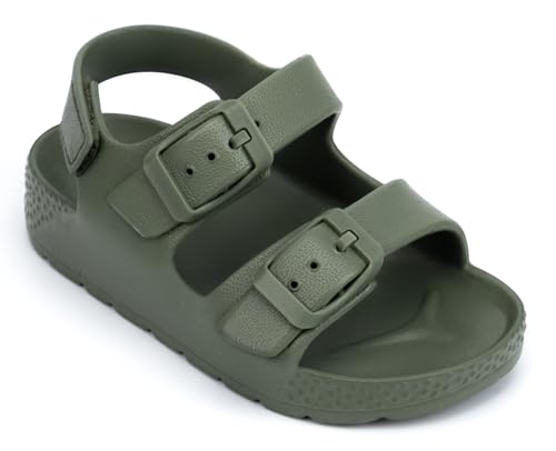 ChayChax Toddler Boys Girls Double Buckle Sandals Childrens Adjustable Back Strap Water Sandal Army Green 10 Toddler