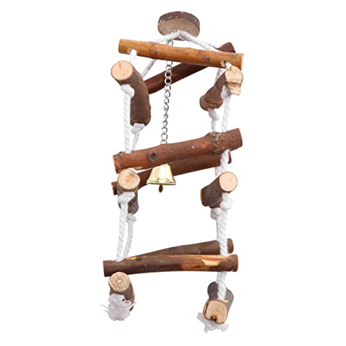 Abaodam Wooden Parrot Swing Three Hanging Pendant with Cotton Rope Fun and Engaging Play for Parrots Macaws and Budgies for Cage and Garden Use