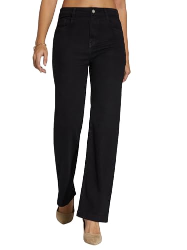 Image of Miss Chase Women's Wide-Leg High-Rise Regular-Length Stretchable Shaping Denim Jeans