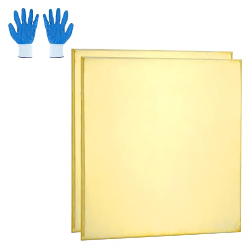MECCANIXITY Brass Sheet, 2" X 2" 16 Gauge(1.5mm) Thickness H62 Brass Metal Plates Thin Metal Sheets with Gloves for Craft DIY Model Jewelry Electrical Repair Industrial, Pack of 2, Gold