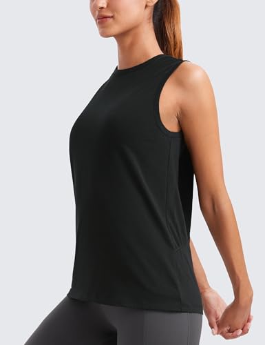 CRZ YOGA Pima Cotton High Neck Tank Basic Workout Sleeveless Tops for Women Soft Casual Athletic Yoga Shirts4
