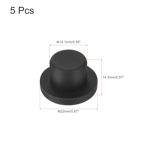 Image of uxcell High Temp Silicone Plug Mount Dia 14.1mm /0.56 inch t Shaped Rubber Stopper Hole Plugs for Powder Coating Plating Waterproof Plugs Sealing Plugs Black Pack of 5(OD 22mm)
