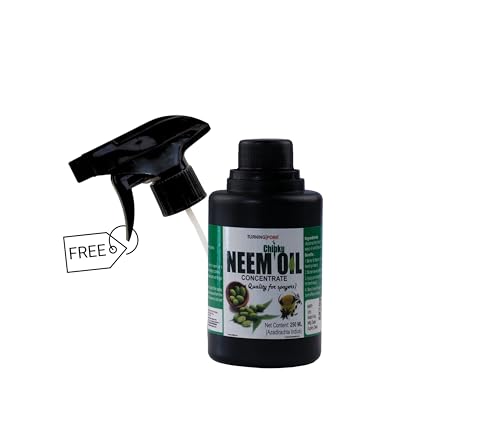 Chipku Pure Cold Pressed Water Soluble Neem Oil 250ml With Free Spray Gun Concentrate For Plants & Garden For Indoor And Outdoor Removes Aphids Fungus Thriphs Mildew For Making 50 Neem Spray Bottles (Image - 1)