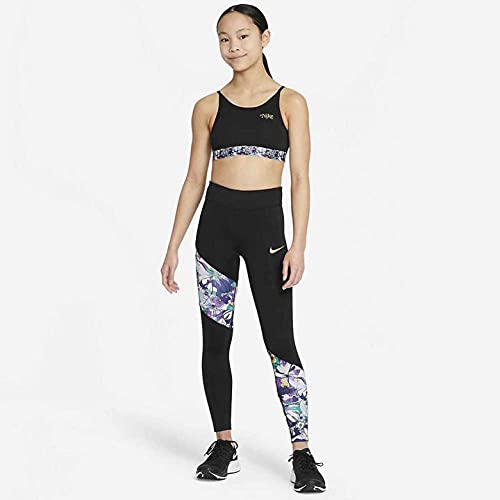 Nike Girl's Dri-Fit™ One Tights Energy (Little Kids/Big Kids) Black/Multicolor/Metallic Gold Lg (14 Big Kid) #TOP5