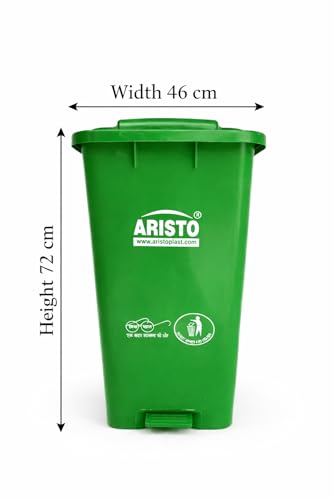 Image of ARISTO Plastic Wheel Pedal Garbage Waste Dustbin 65 LTR GREEN & GREEN (COMBO)