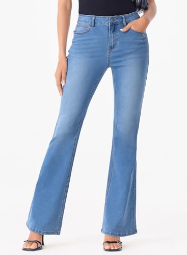 Sidefeel Women's High Waisted Bell Bottom Bootcut Jeans Flared Wide Leg Denim Pants3
