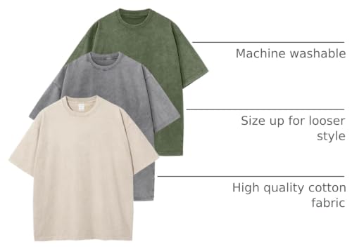 Image of Arssm Men Oversized T Shirts Vintage Tee Loose Fit Short Sleeve Casual Streetwear Baggy Washed Unisex Tops