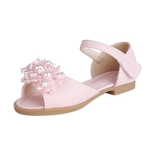 Toddler Girls Sandals Glitter Pearls Dress Sandals Soft Rubber Flat Shoes Summer Baby Flower Girl Shoes Adjustable